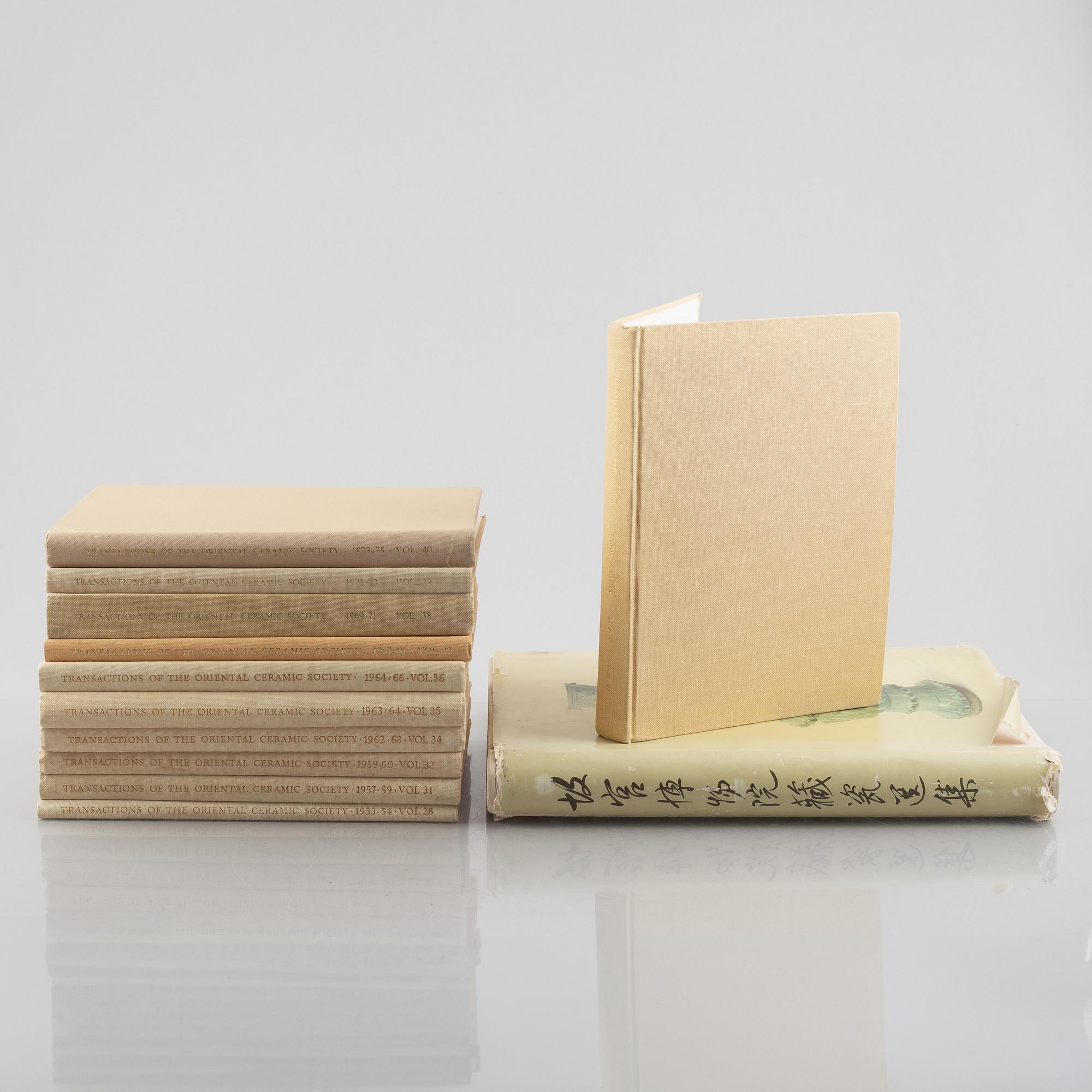 12 books, "Transactions of the Oriental Ceramic Society" and "The Selected Porcelains from the Collections of the Pa...