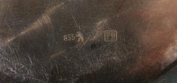 GRÄDDSNIPA, SOCKERSKÅL samt FAT, silver, 262 gr.