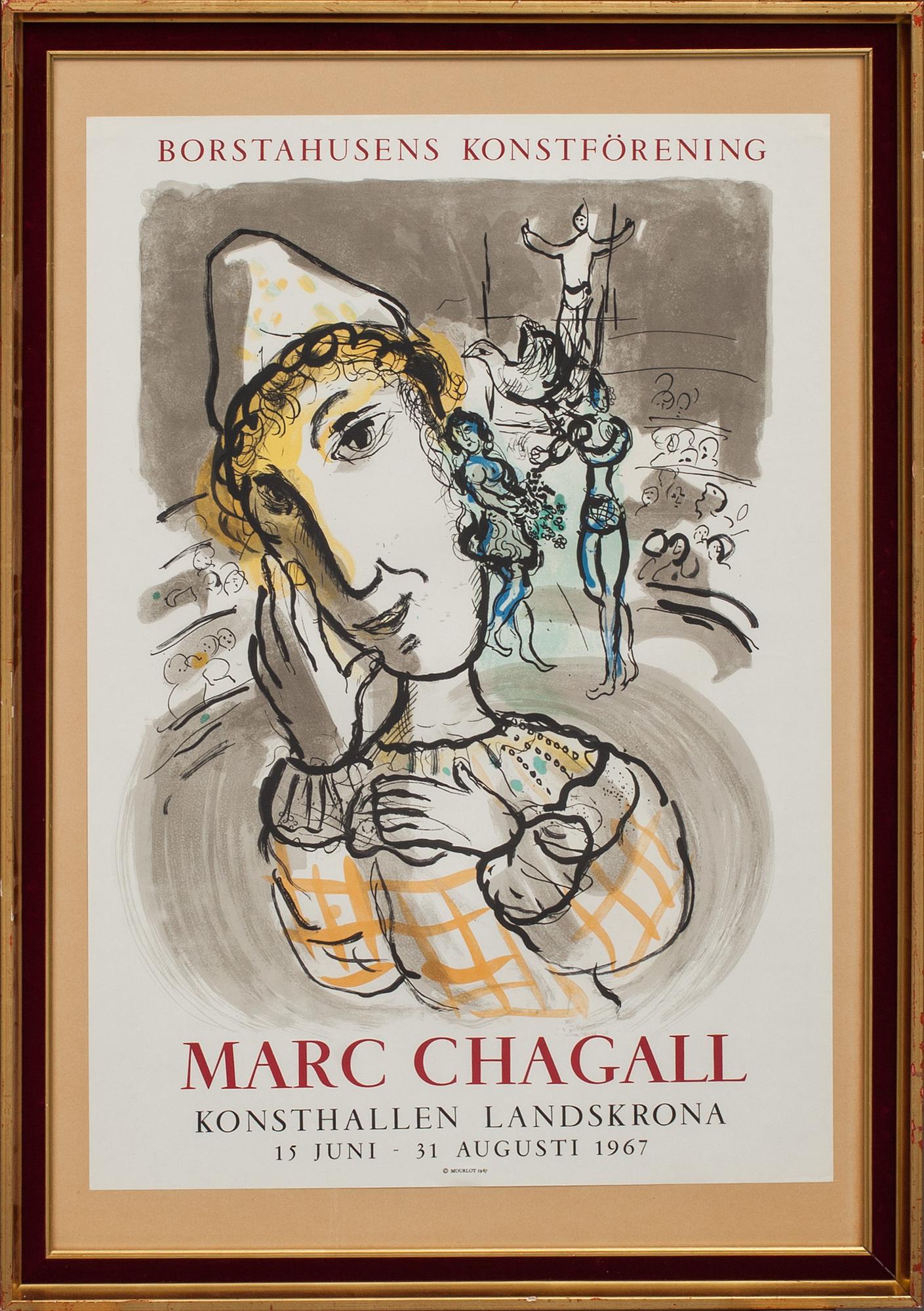 MARC CHAGALL, efter, affisch, Borstahusens Konsthall, Mourlot 1967.