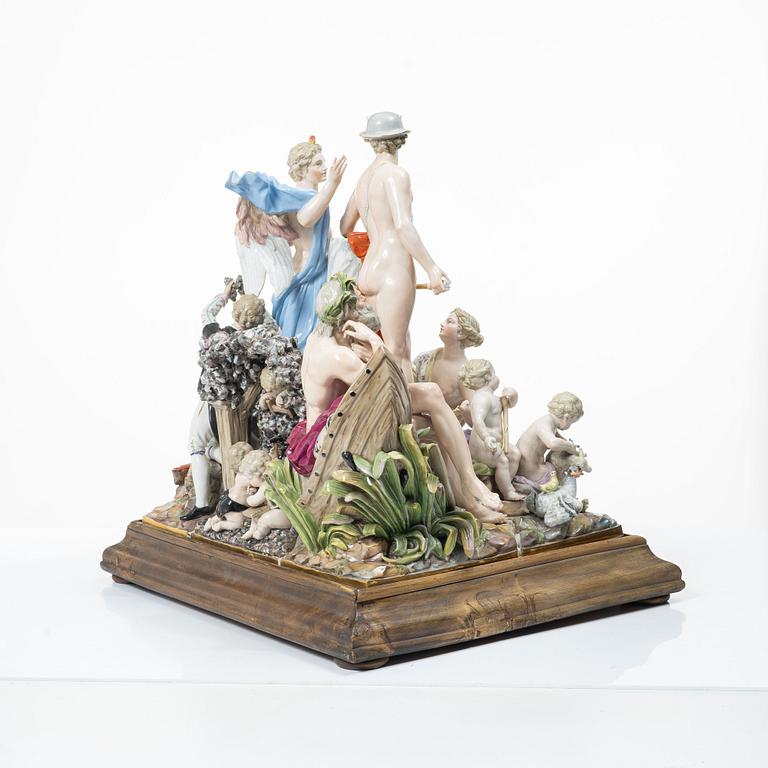 Meissen, Figurgrupp, porslin, "Allegorie der Handel", 1800-tal.