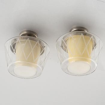 Harald Notini, taklampor, ett par, modell "11197", Arvid Böhlmarks Lampfabrik, Stockholm, 1940-50-tal.