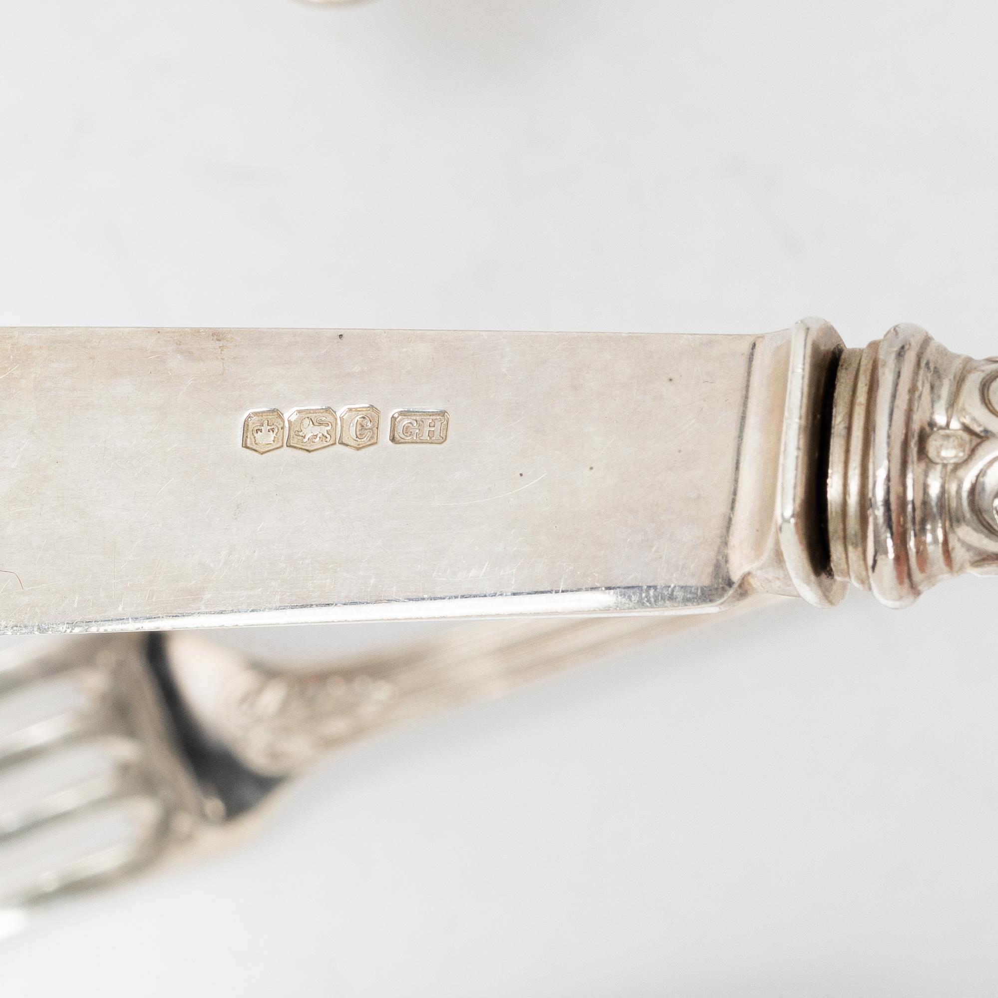 A silver cutlery set and wood case, mark of Émile Puiforcat and others, Paris, France 1850s-1900s.