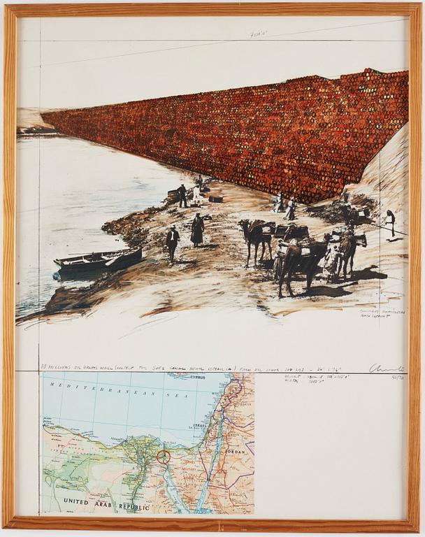 Christo & Jeanne-Claude, "Ten million oil drums wall, project for the Suez Canal".