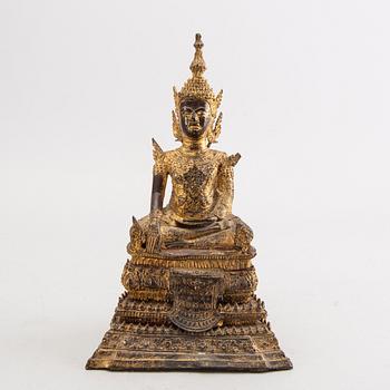 A gilded bronze Buddha Thailand around 1900.