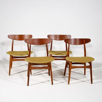STOLAR, 4 st. "CH 30" Design Hans Wegner för Carl Hansen & sön, Odense, Danmark.