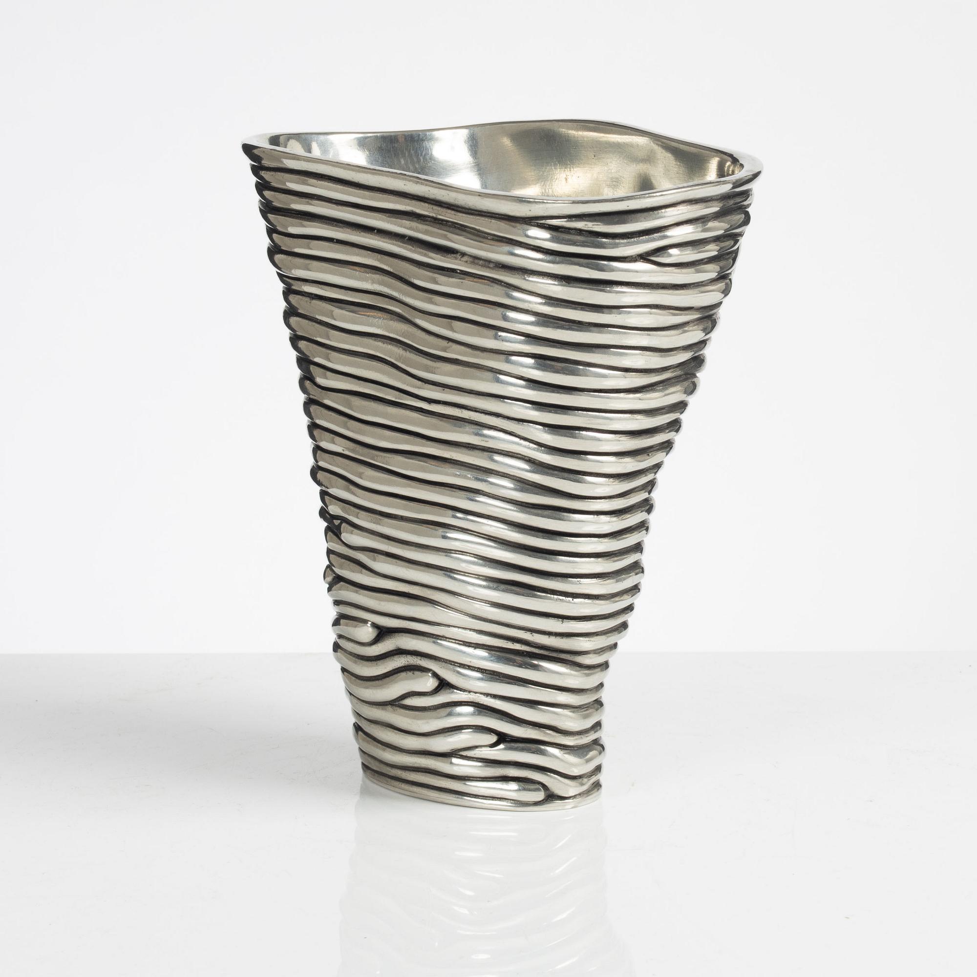 Annika Jarring, a pewter vase, "Randig", Svenskt Tenn, Stockholm 2009.