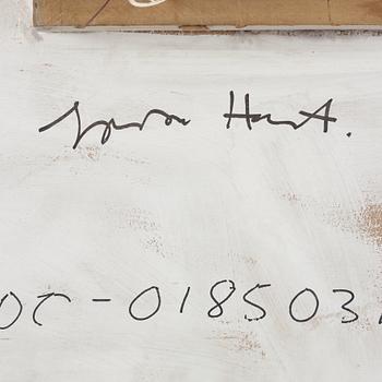 Gordon Hart, signed and dated 1984 on verso. Diptych. Gesso, silver leaf and metal leaf on panel.