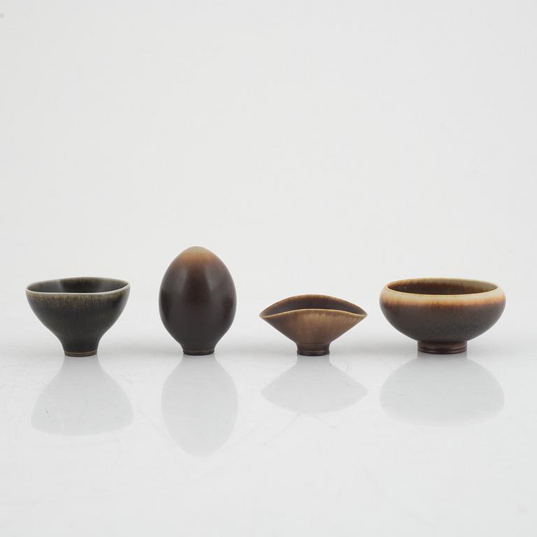 Berndt Friberg, 7 miniatures, stoneware, Gustavsbergs studio, including pieces from 1965.