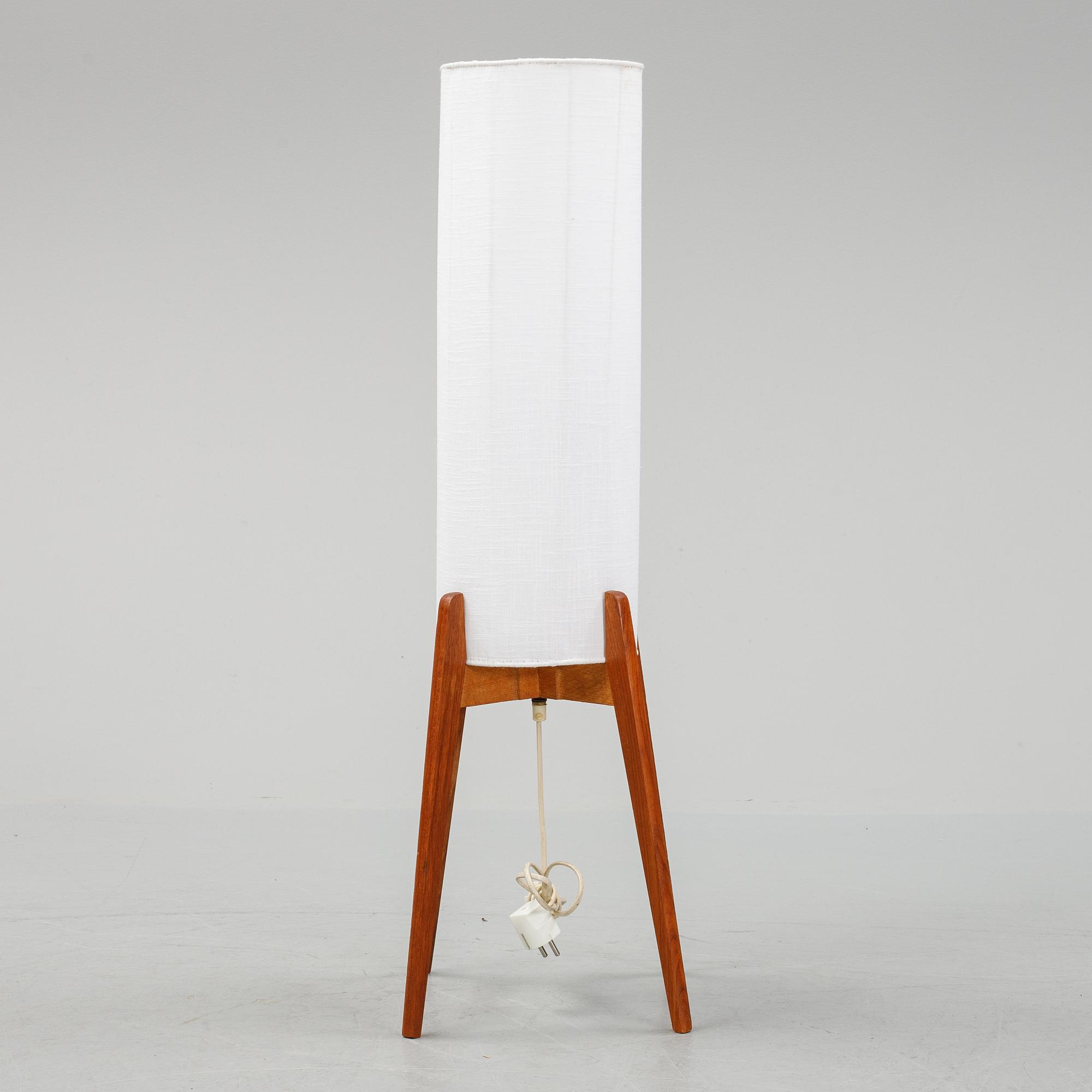 A Swedish teak and oak floor light, 1950's/60's.