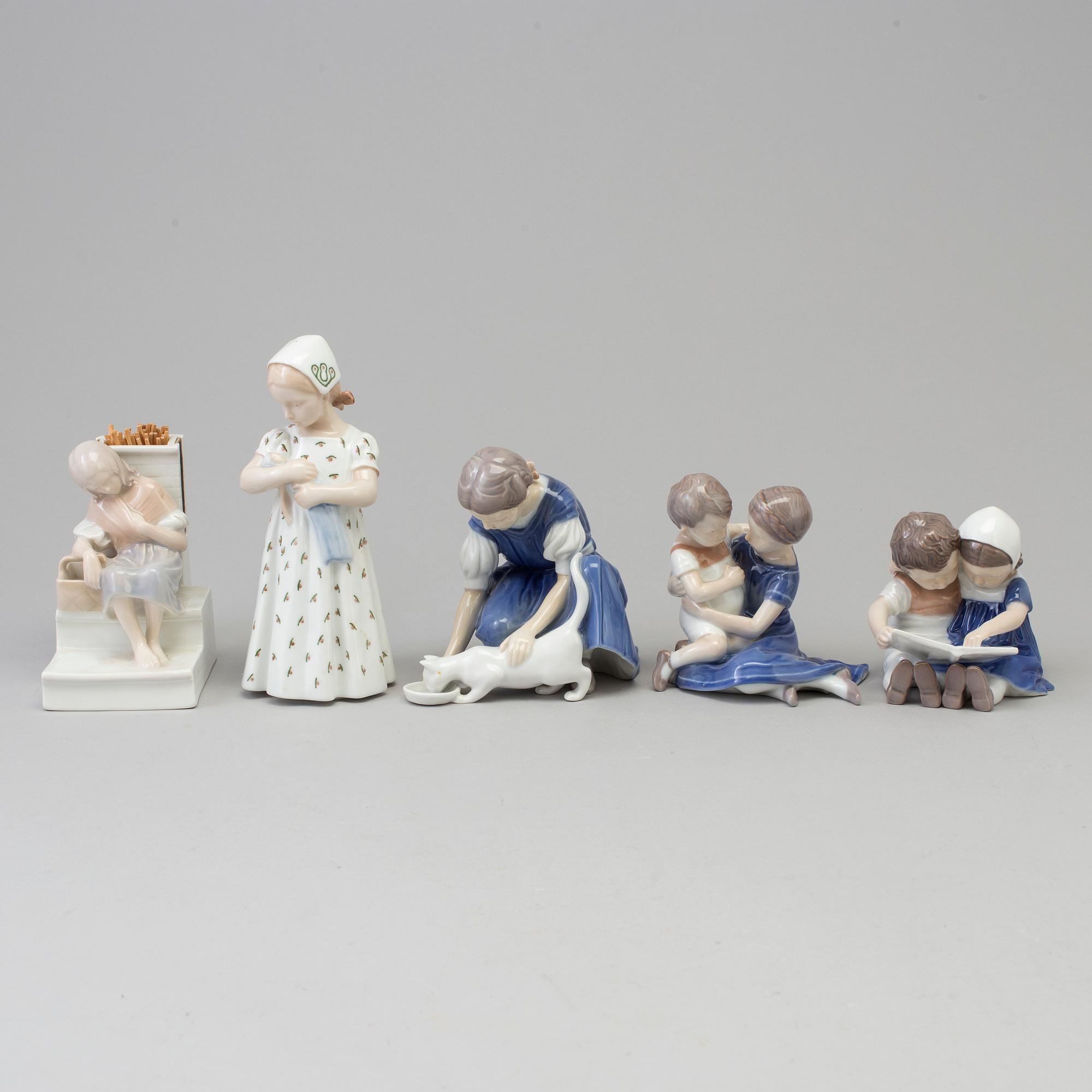 Five Royal Copenhagen porcelain figurines, Denmark, second half of the 20th century.