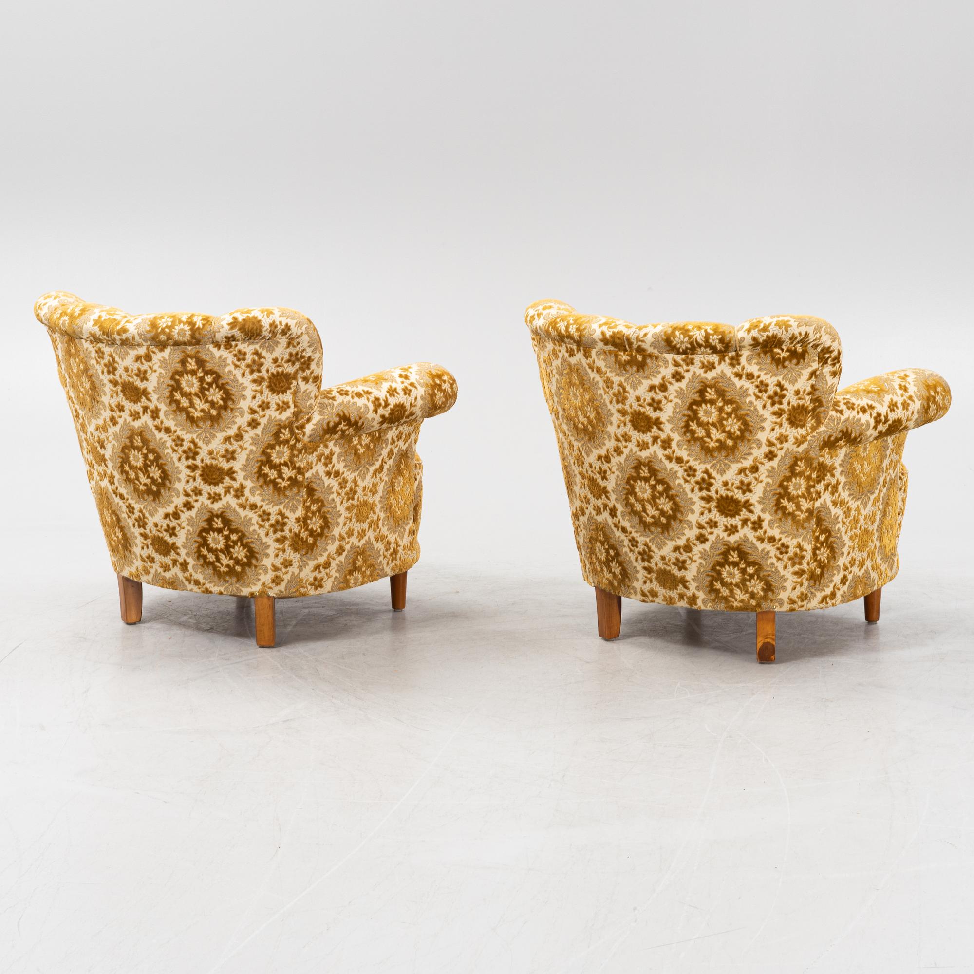 A pair of easy chairs, 1940's.