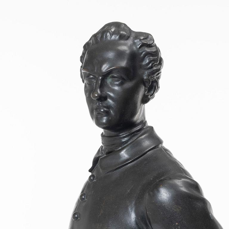 A bronze sculptur of King Charles XII of Sweden.