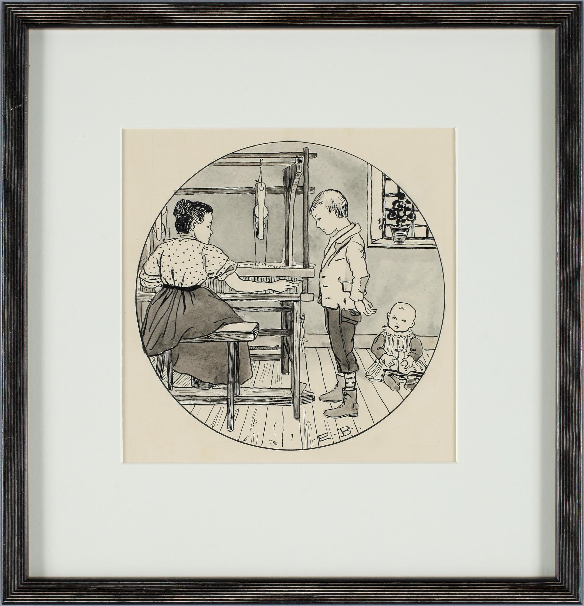 ELSA BESKOW, tuschlavering, sign.