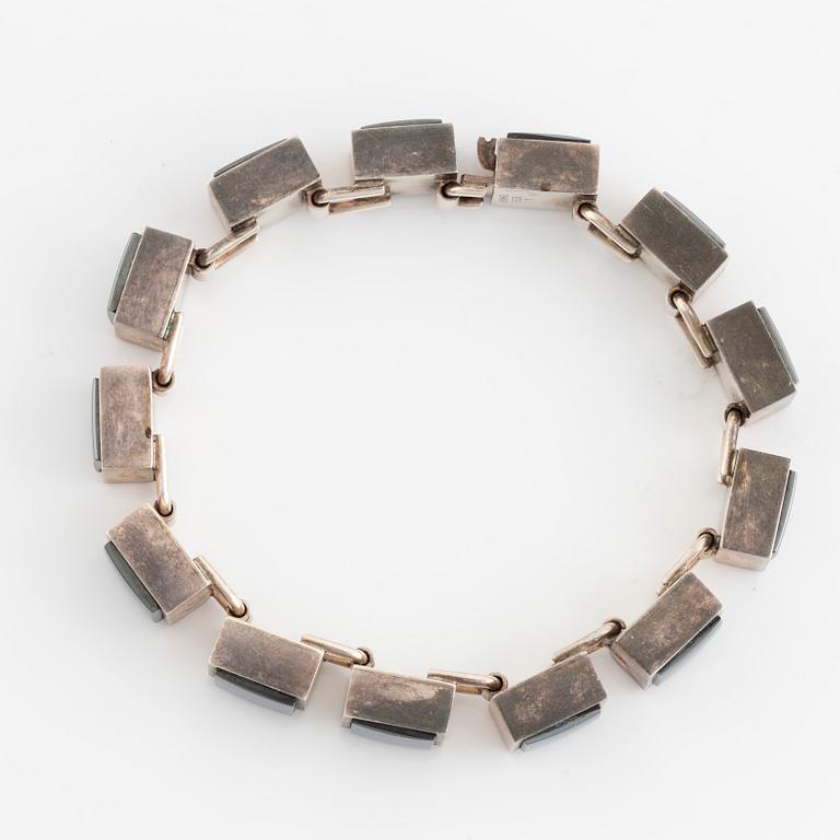 Arne Johansen, silver and hematite bracelet, Denmark.