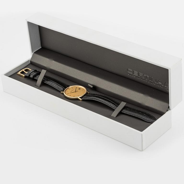 Certina, 18K gold, wristwatch, 33.5 mm.