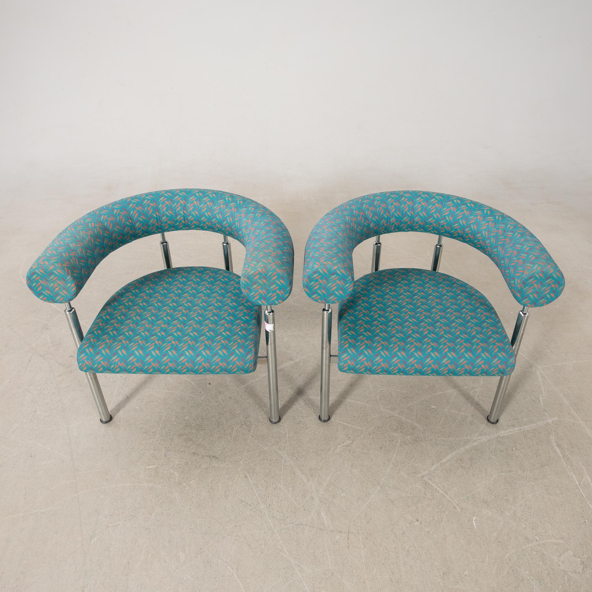 Johannes Foersom & Peter Hiort-Lorentzen, a pair of "Cobra" armchairs, Erik Jørgensen Furniture Factory, Denmark 1990s.