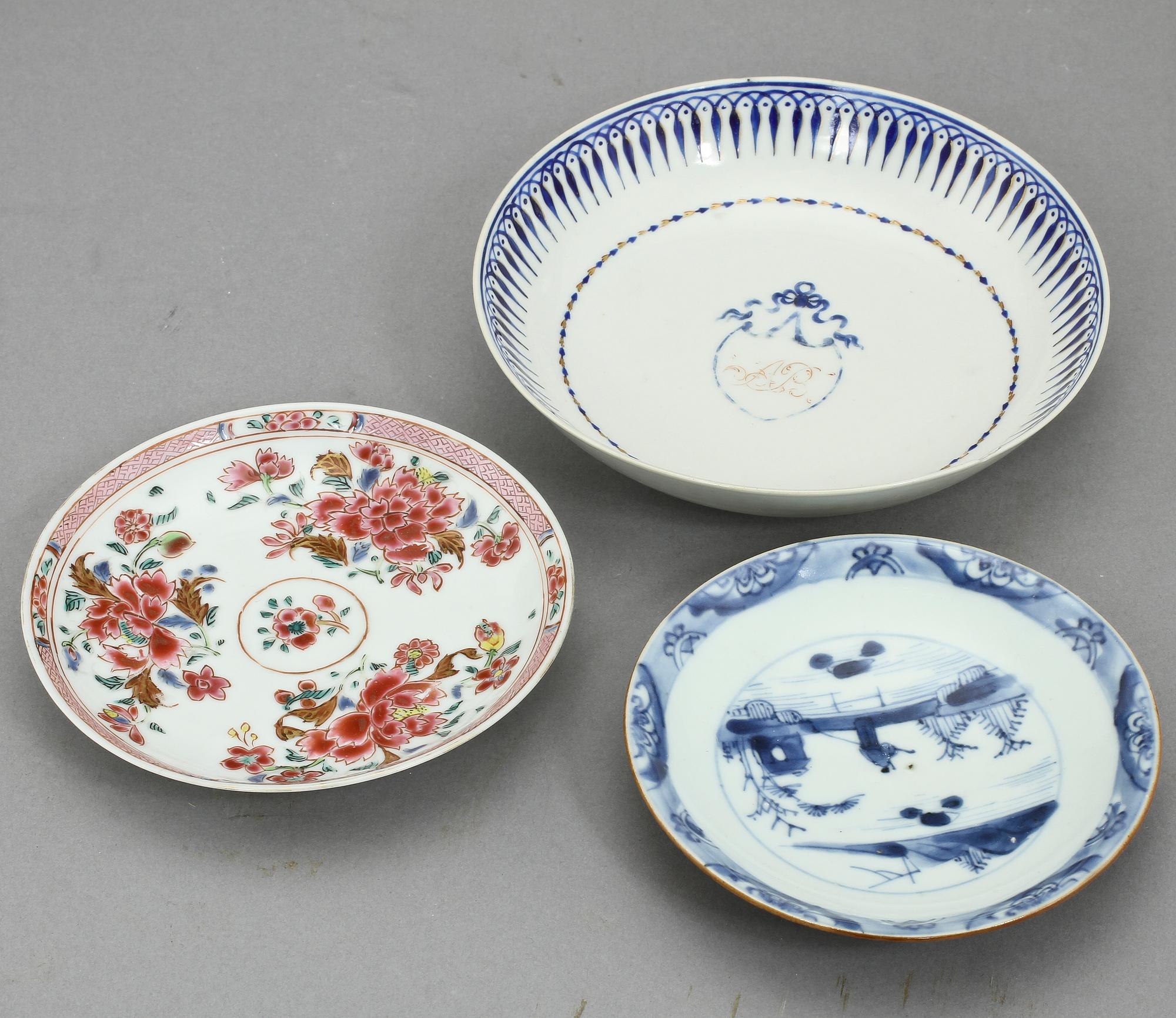 PARTI PORSLIN, 9 delar, Kina, 1700/1800-tal.