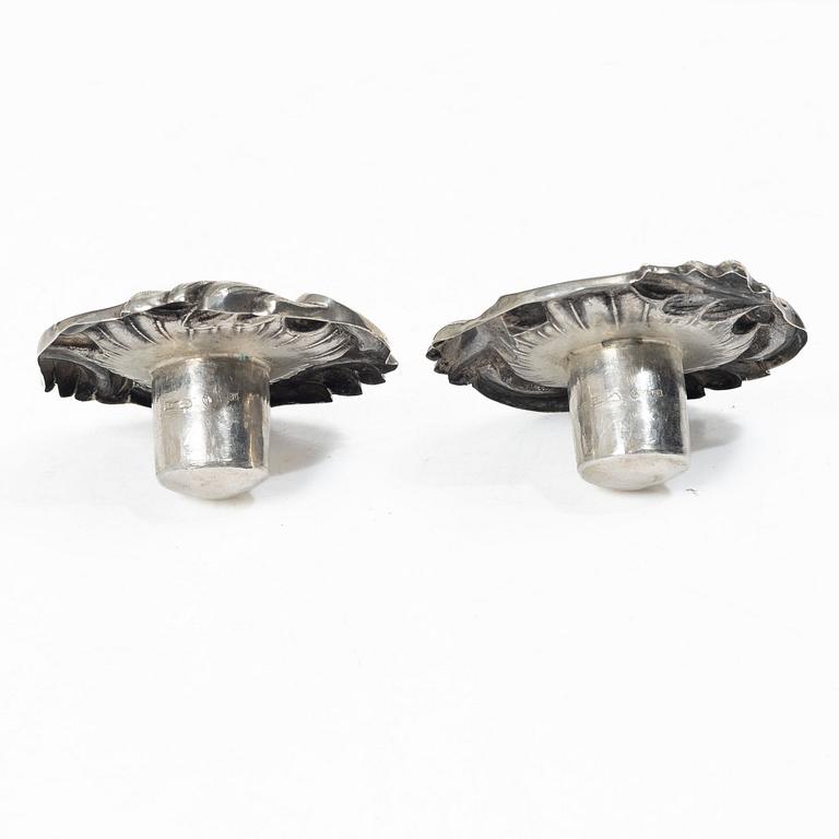 Otto Lindeberg, candle sconces, a pair, silver, Stockholm 1866.