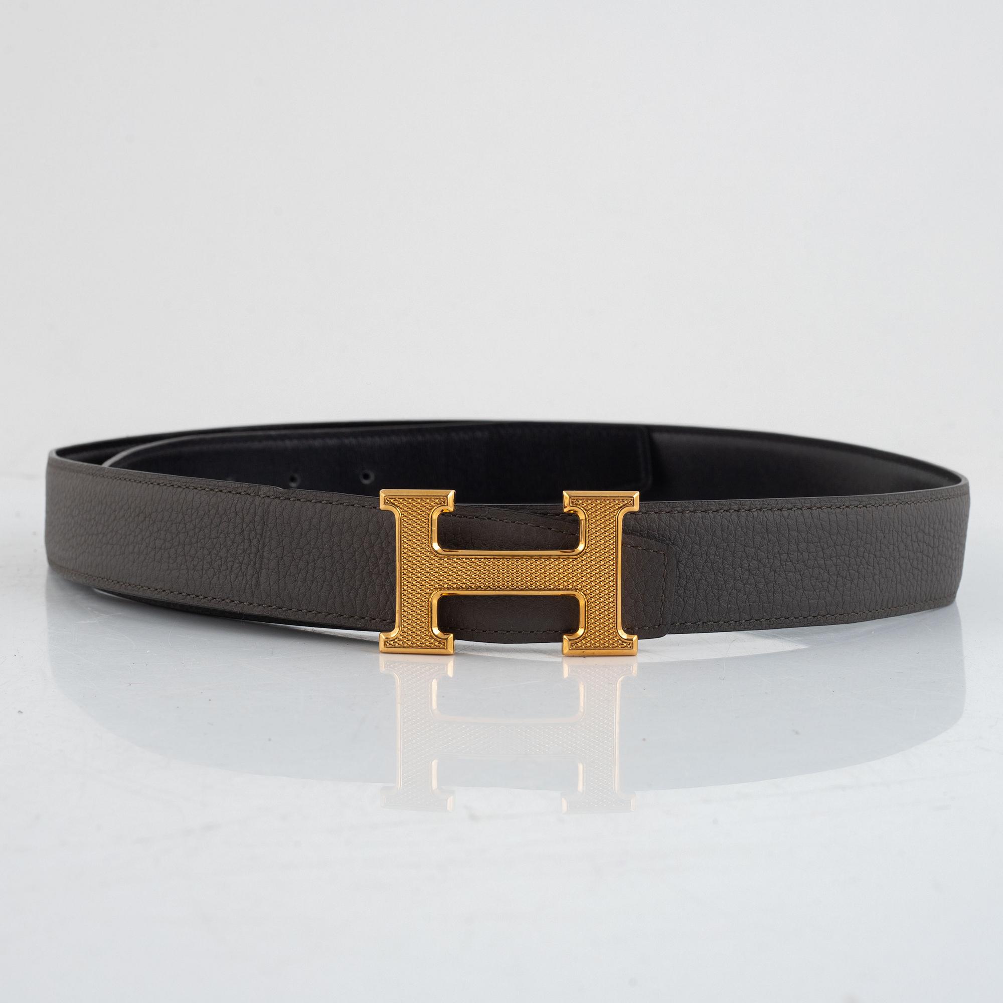 Hermès, belt, "H Guillochee belt buckle & reversible leather strap".