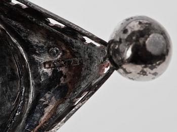 SOCKERSKÅL, silver, glas, sengustaviansk, Gustaf Henrik Sidwall, Norrköping 1817.