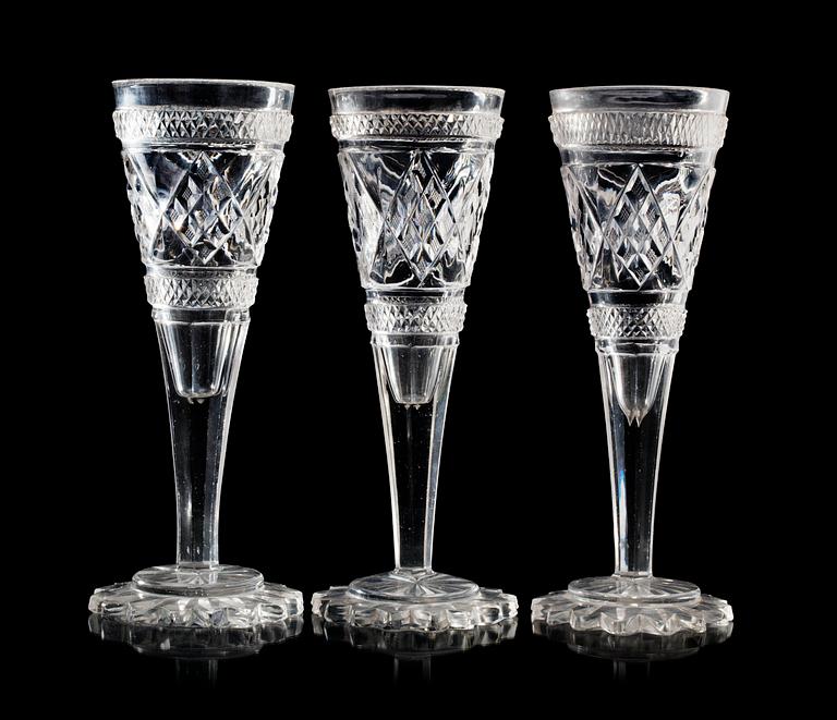 A set of twelve champagne flutes, probably Russian, mid 19th century. (12).