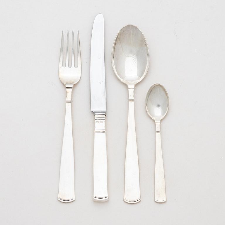 Jacob Ängman, a 62-piece Swedish silver cutlery set, model 'Rosenholm', mark of GAB, including Stockholm 1967.