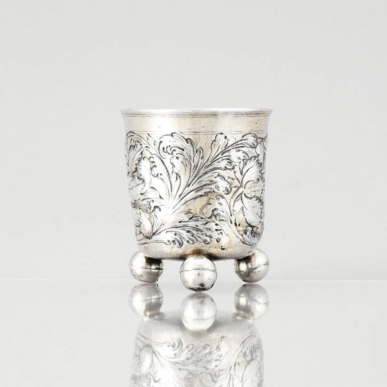 A German baroque parcel-gilt silver beaker, marked Heinrich Gottfried Anton Hammon, Nürnberg (1682-1684/1723).