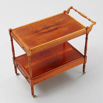 An English style yew drinks trolley, second half of the 20th Century.