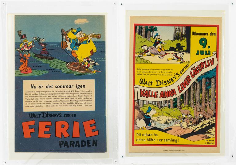 Serietidningar, 2 st, "Kalle Anka & Co" Nr 6 & 7 1954.