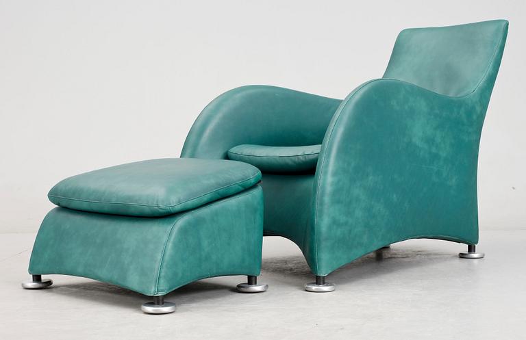 FÅTÖLJ SAMT FOTPALL, "Loge", Gerard Van den Berg, Montis. 1900-tal.