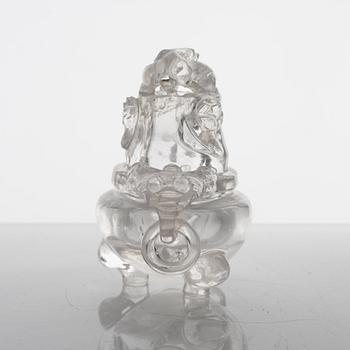 A Chinese rock chrystal tripod censer with cover, 20th century.