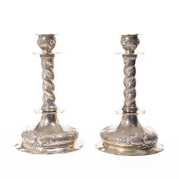 C.G. Hallberg, Candlesticks, a pair, Baroque style, silver, Stockholm 1932.