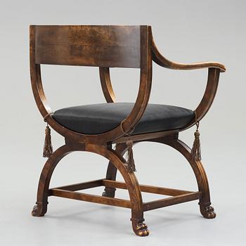 Axel Einar Hjorth, attributed to, a stained birch chair, Svenska Möbelfabrikerna Bodafors Sweden, 1920's.