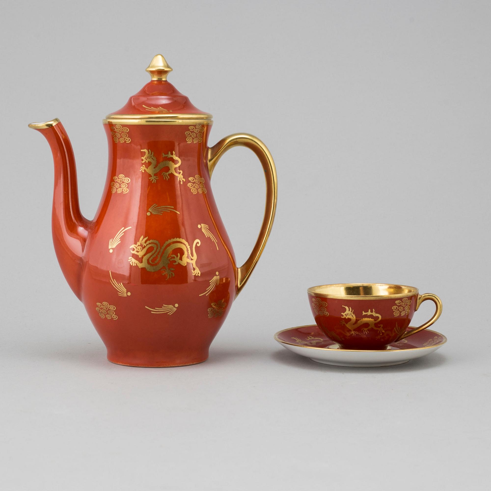 EDWARD HALD, kaffeservis, 12 delar, porslin, Karlskrona.