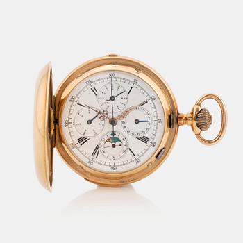 Pocket watch, Grand Complications, Quarter-Hour Repeating Chronograph, Triple-Date Calendar, Moon phase, hunter.