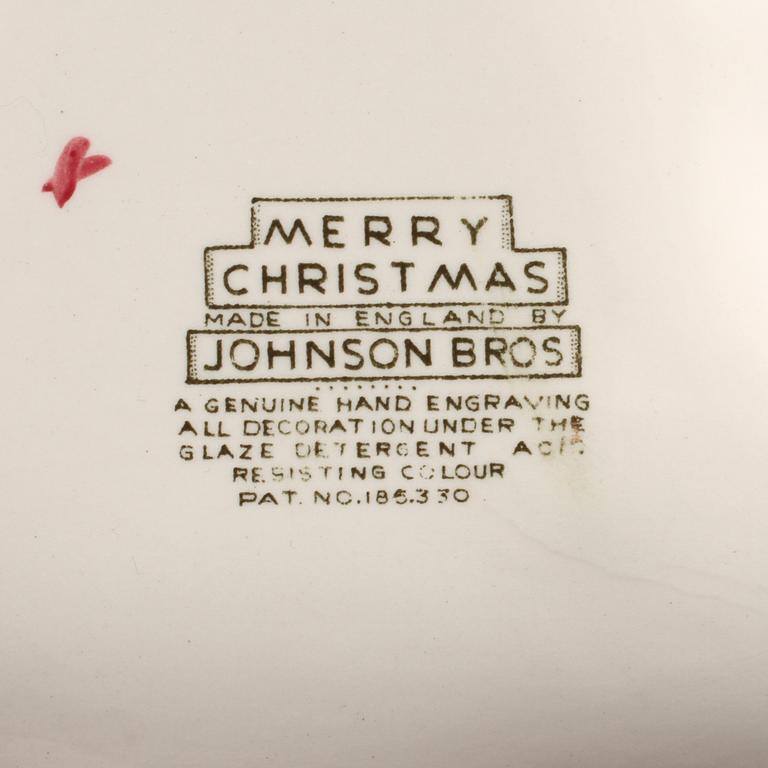 SERVISDELAR, 59 delar, flitgods, "Merry Christmas", Johnson Bros, England, 1900-talets andra hälft.