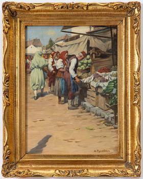 Hans Tschelan, På marknaden.