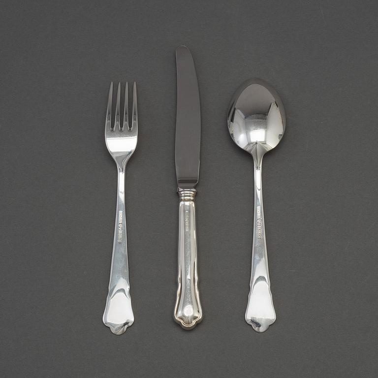 A 36 piece silver cutlery set model "Chippendale", second half of the 20th century.