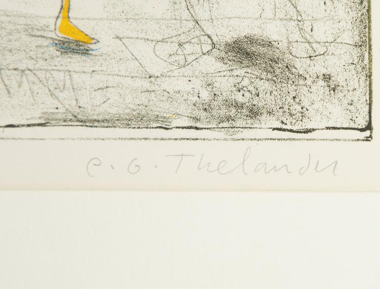 PG Thelander, colour lithograph "Korv".