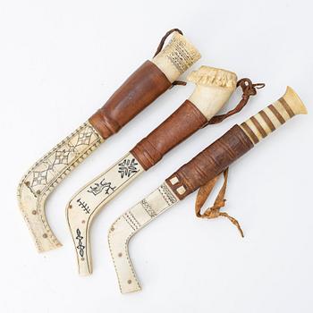 Nine half-horn knives, unidentified craftsman.