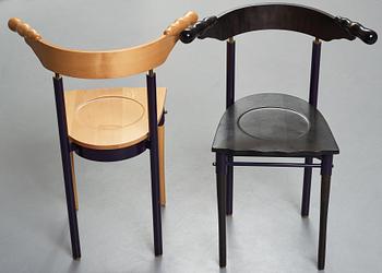 Borek Sipek, BOREK SIPEK, two "Jansky" chairs for Driade, Italy post 1986.