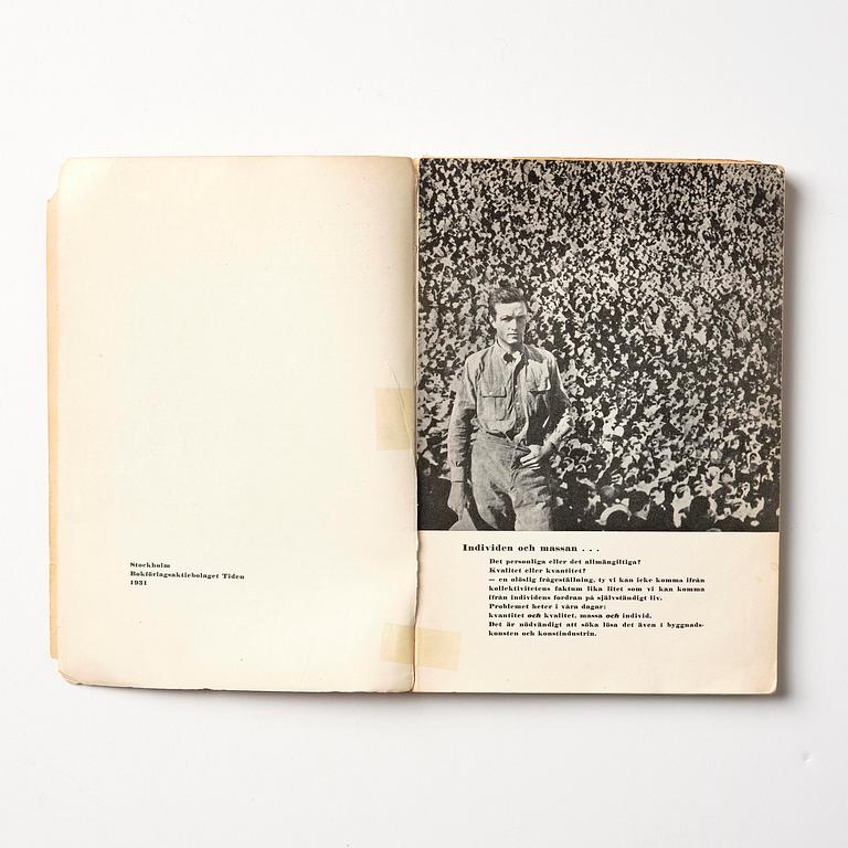 Book, "Acceptera", 1931, provenance Hans Asplund.