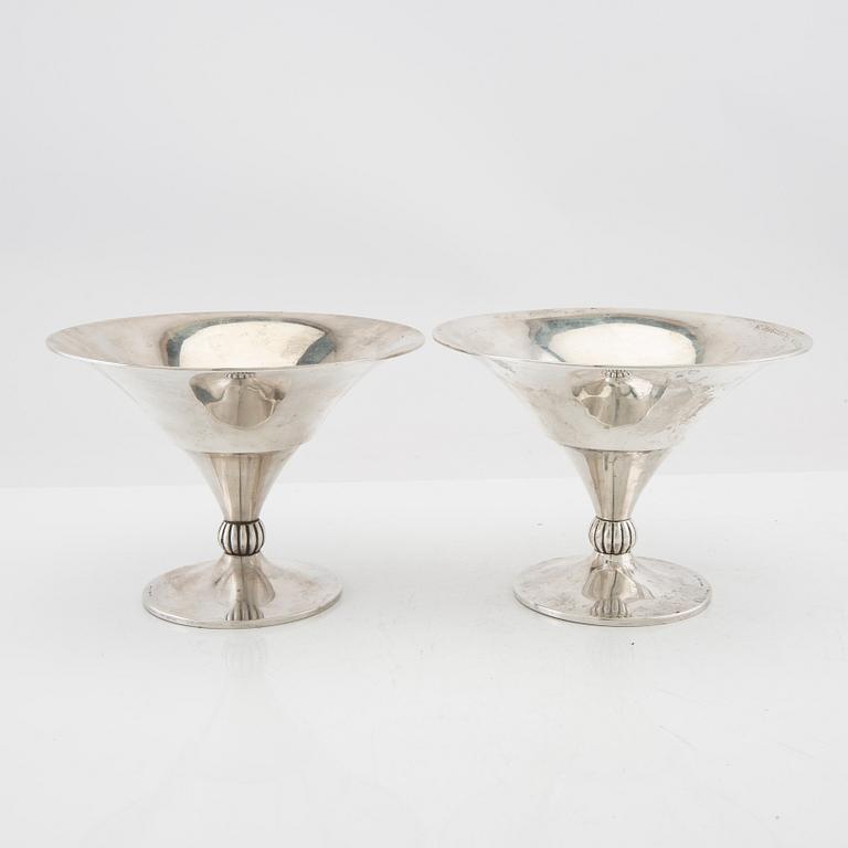 Footed bowls, a pair, silver, KG Markströms, 1929, Uppsala.