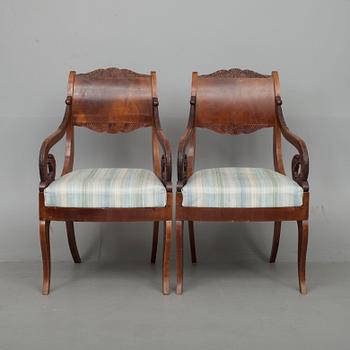 KARMSTOLAR, ett par, biedermeier, Ryssland 1800-talets första hälft.
