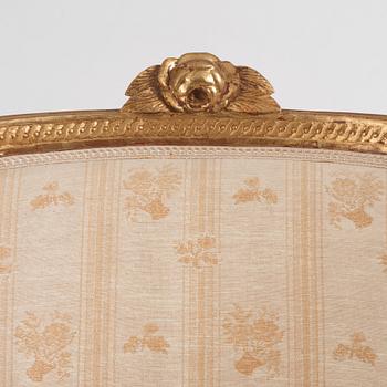 A royal Gustavian giltwood bergère, Stockholm, late 18th century.