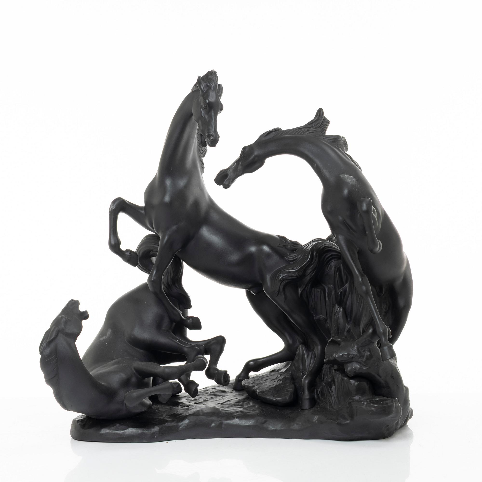 Fulgencio García, figurin, "Horses' group (black)", Lladró, Spanien.