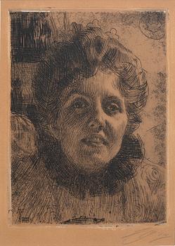 Anders Zorn, a signed etching form 1909.