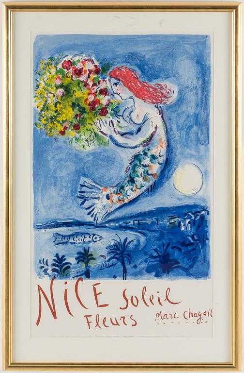 MARC CHAGALL, Litograph in colours, 1962, printed by Mourlot, Paris, published by Commisariat Géneral au Tourisme, Paris.