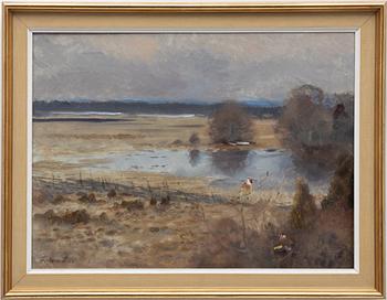 Lindorm Liljefors, Autumn Landscape with Goldfinches.