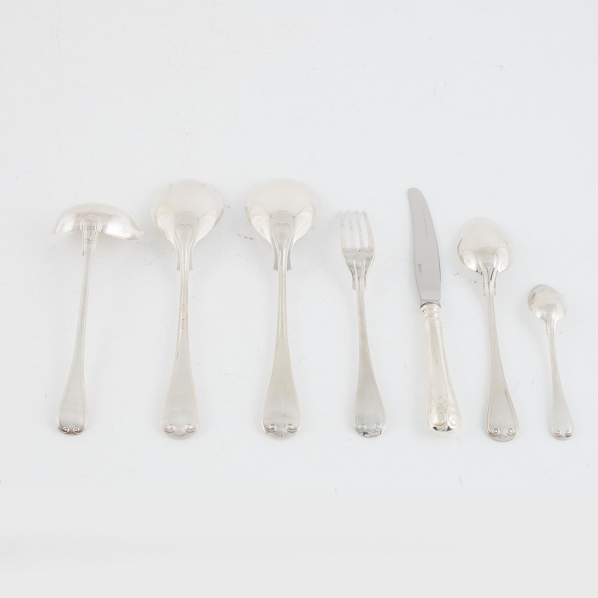 A 51-piece silver flat wear set, "Gammal Fransk", GAB, Sweden, 1993-2000.